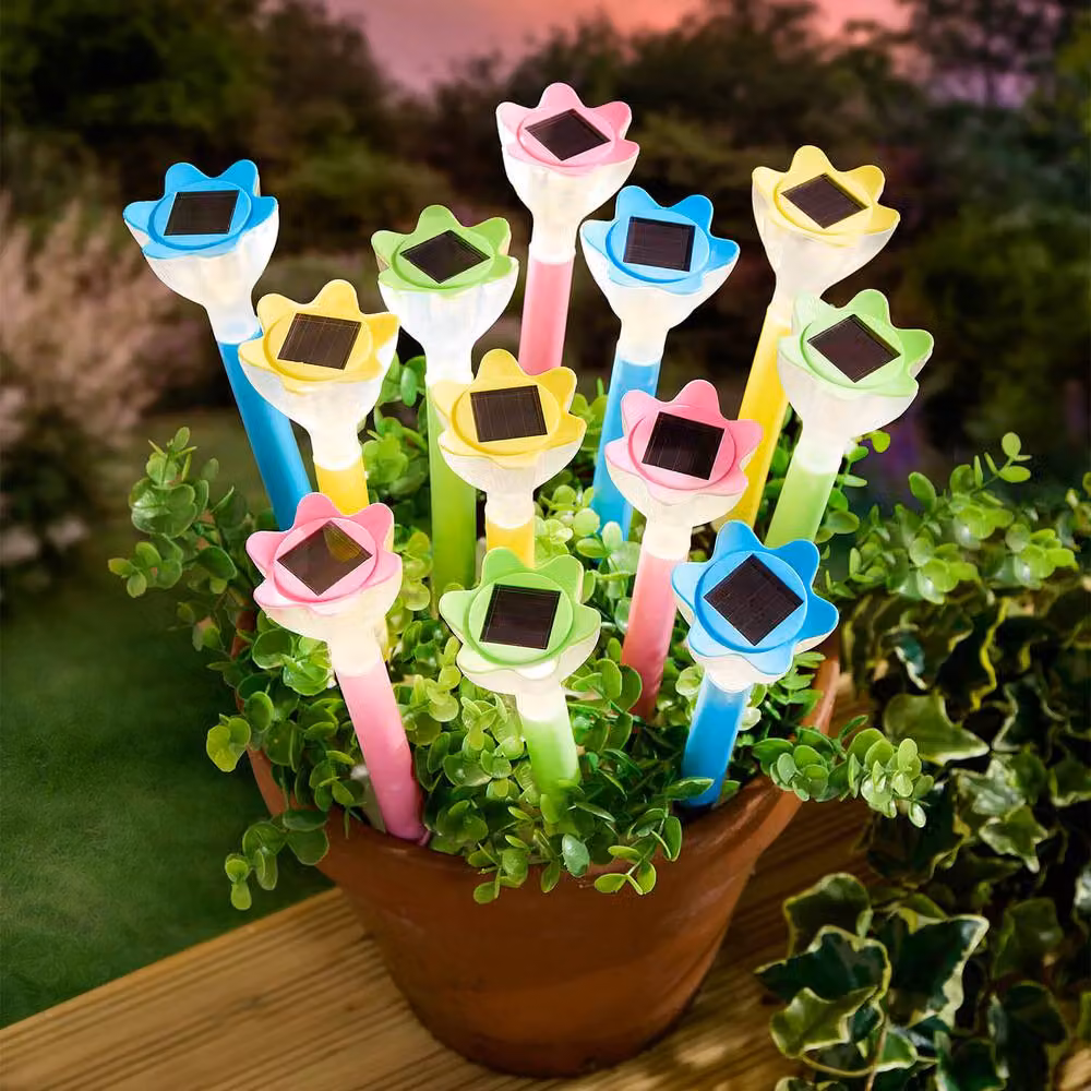 Gainsborough Set of 12 Multicolour Solar Flower Stake Lights with Warm White LEDs – 2