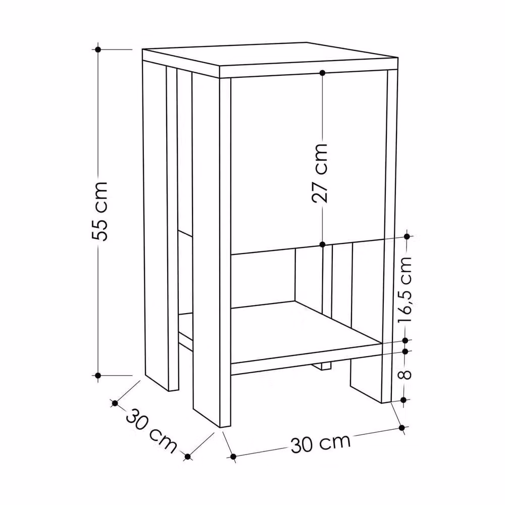 CALICOSY EMA Bedside Table with Drop-Down Door in Light Oak, Height: 55 cm – 3