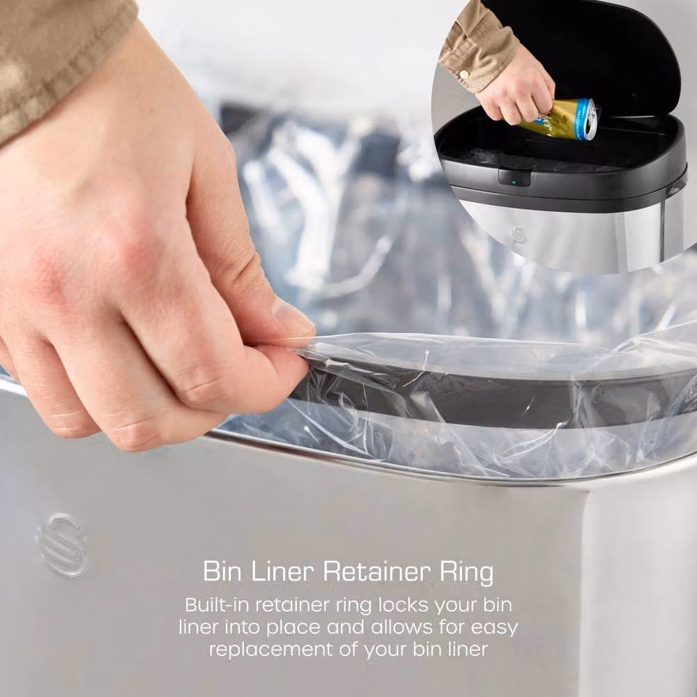 Swan 50L Square Sensor Bin in Black – 4