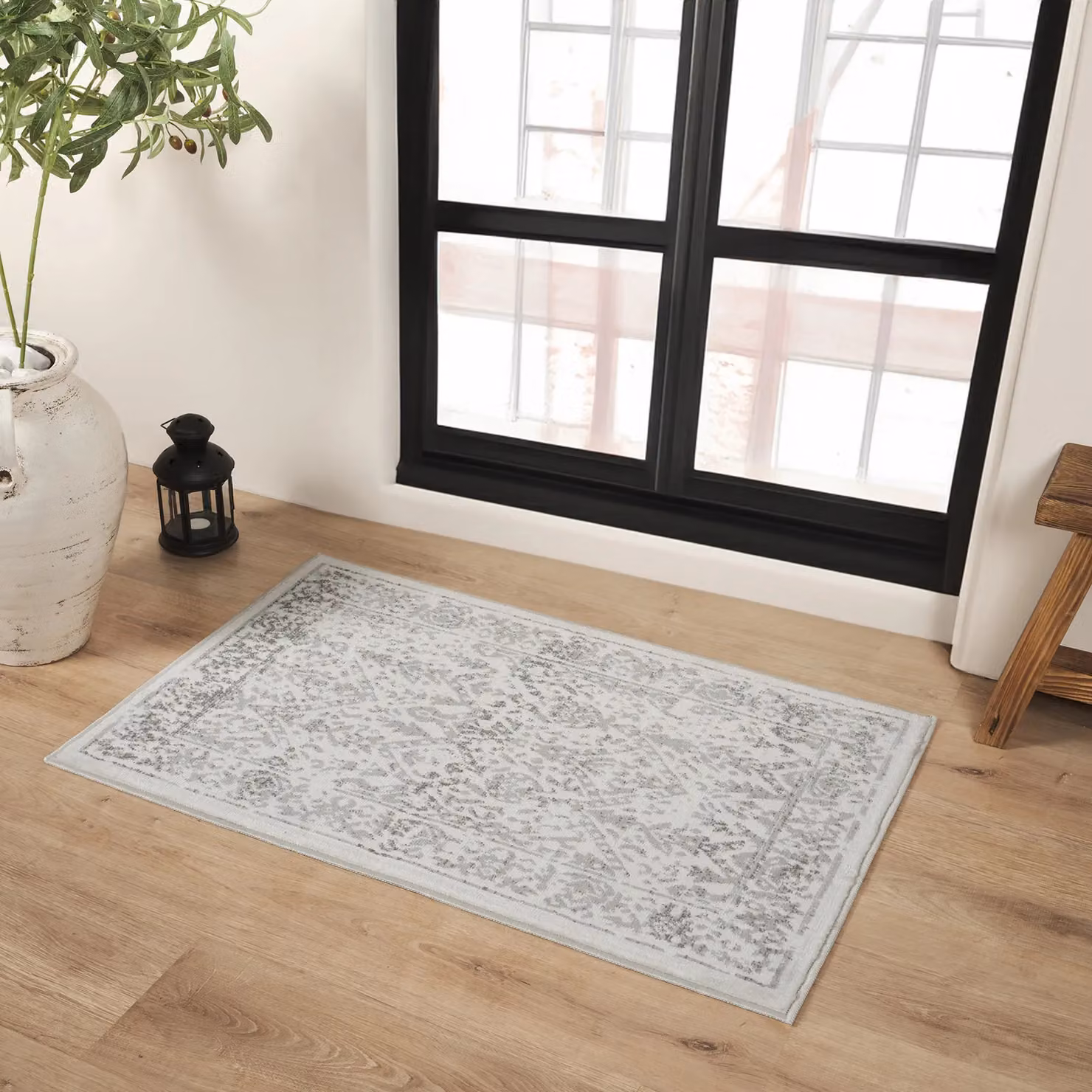 Livabliss Roma Vintage Boho Rectangular Rug in White and Grey, W: 140 cm, L: 200 cm – 6