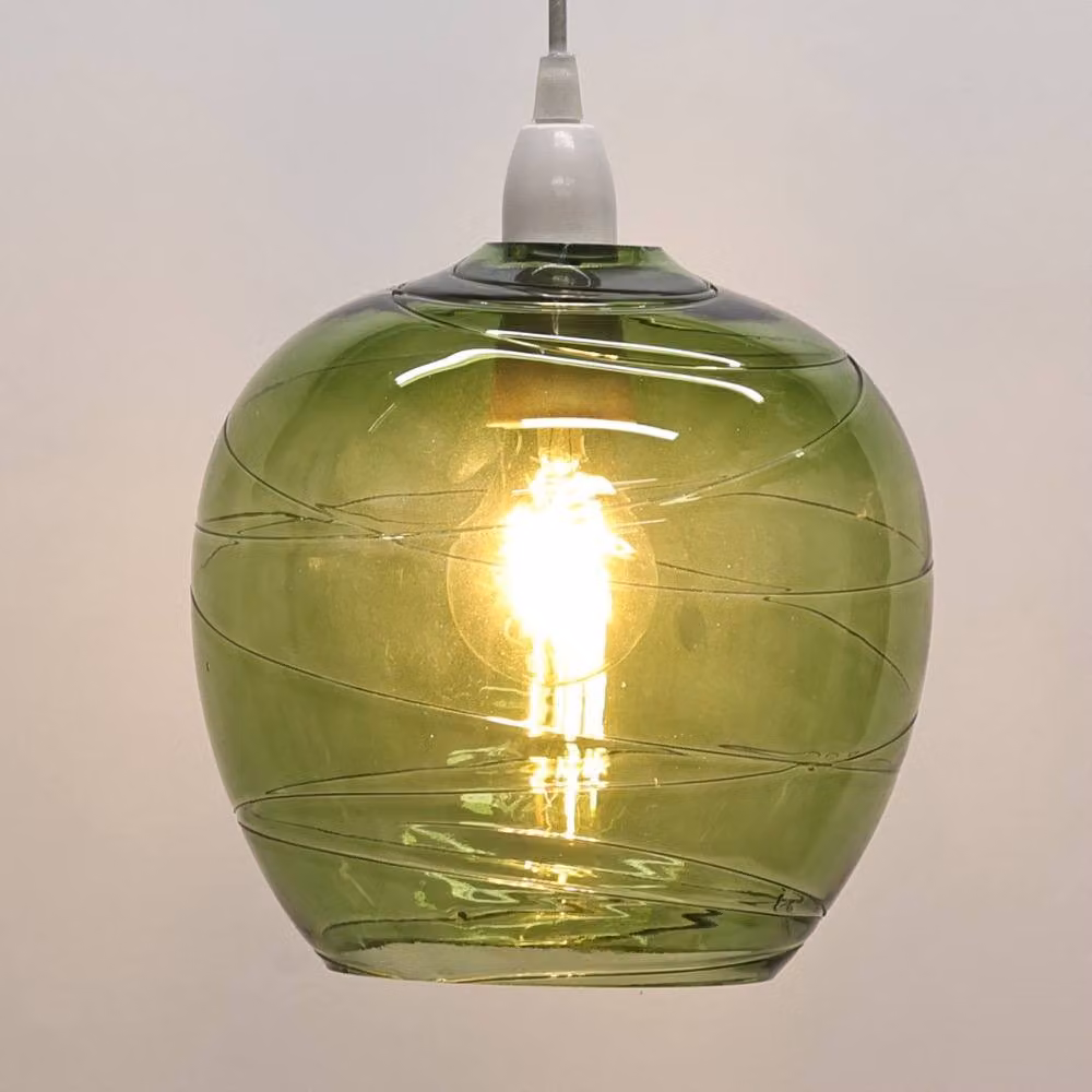 First Choice Lighting Leah Green Transparent Glass Easy Fit Pendant Shade – 2