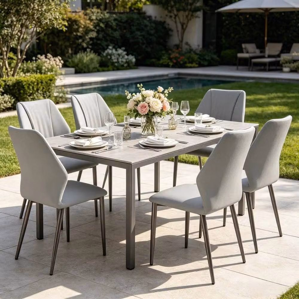 NESTLUNE Set of 2 Dark Grey Luxury Kitchen Accent Side Chairs in Synthetic Leather – 5