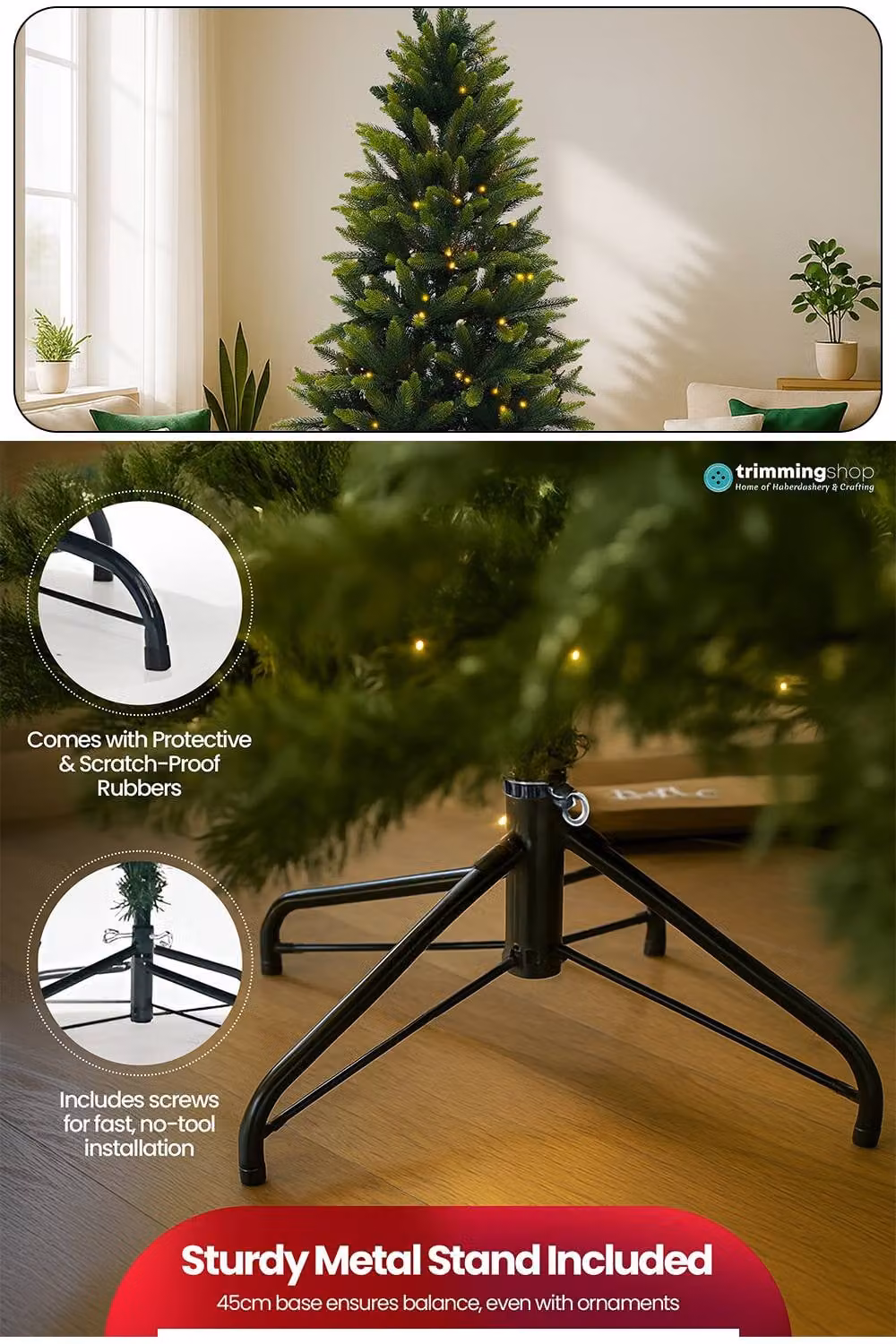 Neel Blue Green Pine Artificial Christmas Tree with Warm White LEDs, Height: 182.88 cm – 4