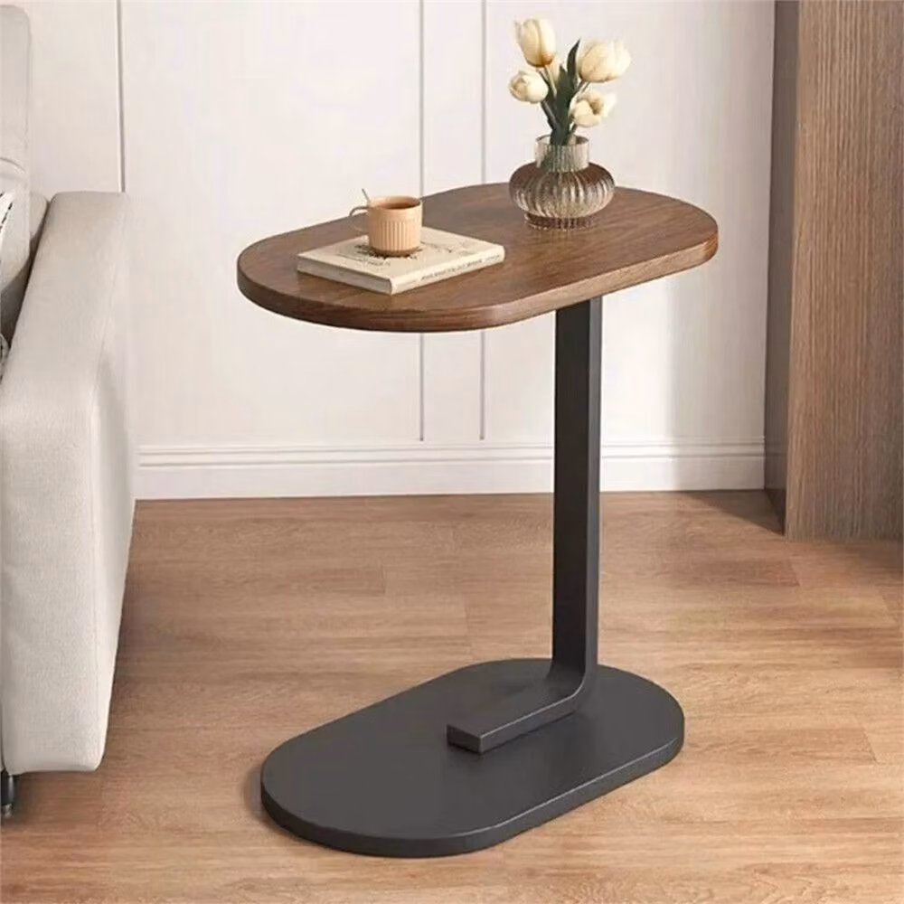SPETLEK C-Shaped Compact Sofa Side Table and Laptop Coffee Table in Brown – 4