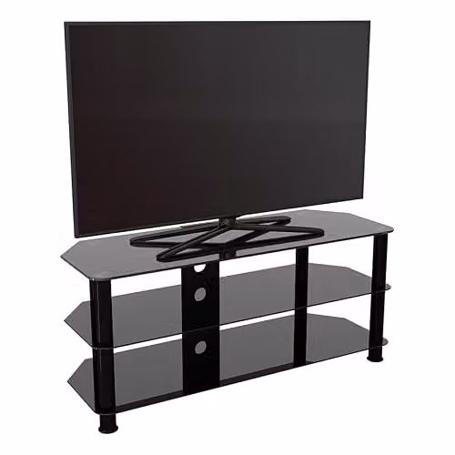 AVF Black Glossy Glass Corner TV Stand for up to 55 Inch TVs, Width: 114 cm – 4