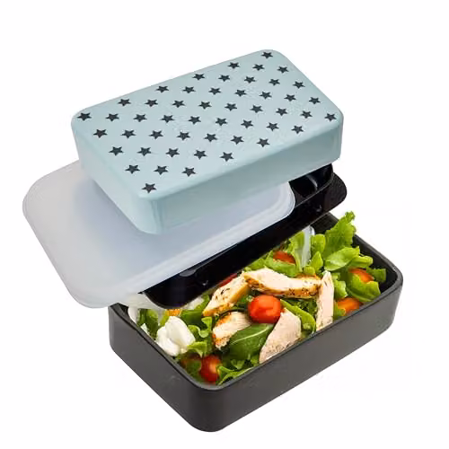 Premier Housewares Compact Light Blue Star Lunch Box with Cutlery, Compartments and Clip Closure – 2