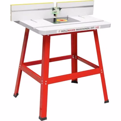 Holzmann OFT102 Universal Floor Standing Router Table for 1/2 inch and 1/4 inch Routers in Grey and Red