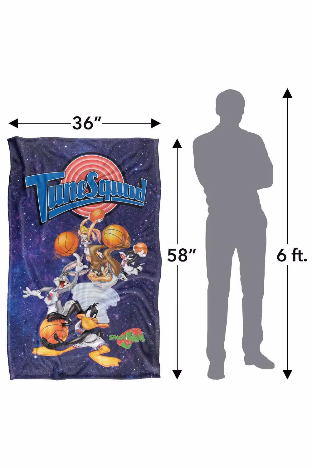 Warner Bros. Space Jam Tune Squad Silky Touch Super Soft Fleece Throw Blanket, Multicolour, W: 91 cm, D: 147 cm – 8
