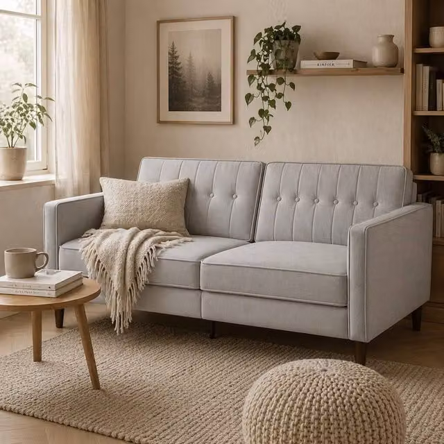 Wyld Haus Sasari Three Seater Convertible Futon Sofa Bed in Grey Velvet – 1
