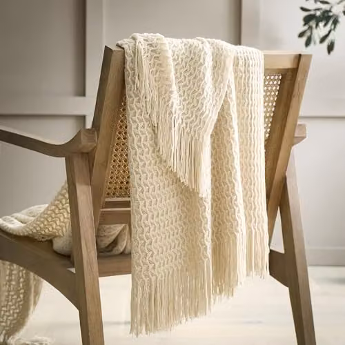 Appletree Textured Knit Throw in Sand/Beige, W/D/H: 130 x 180 cm