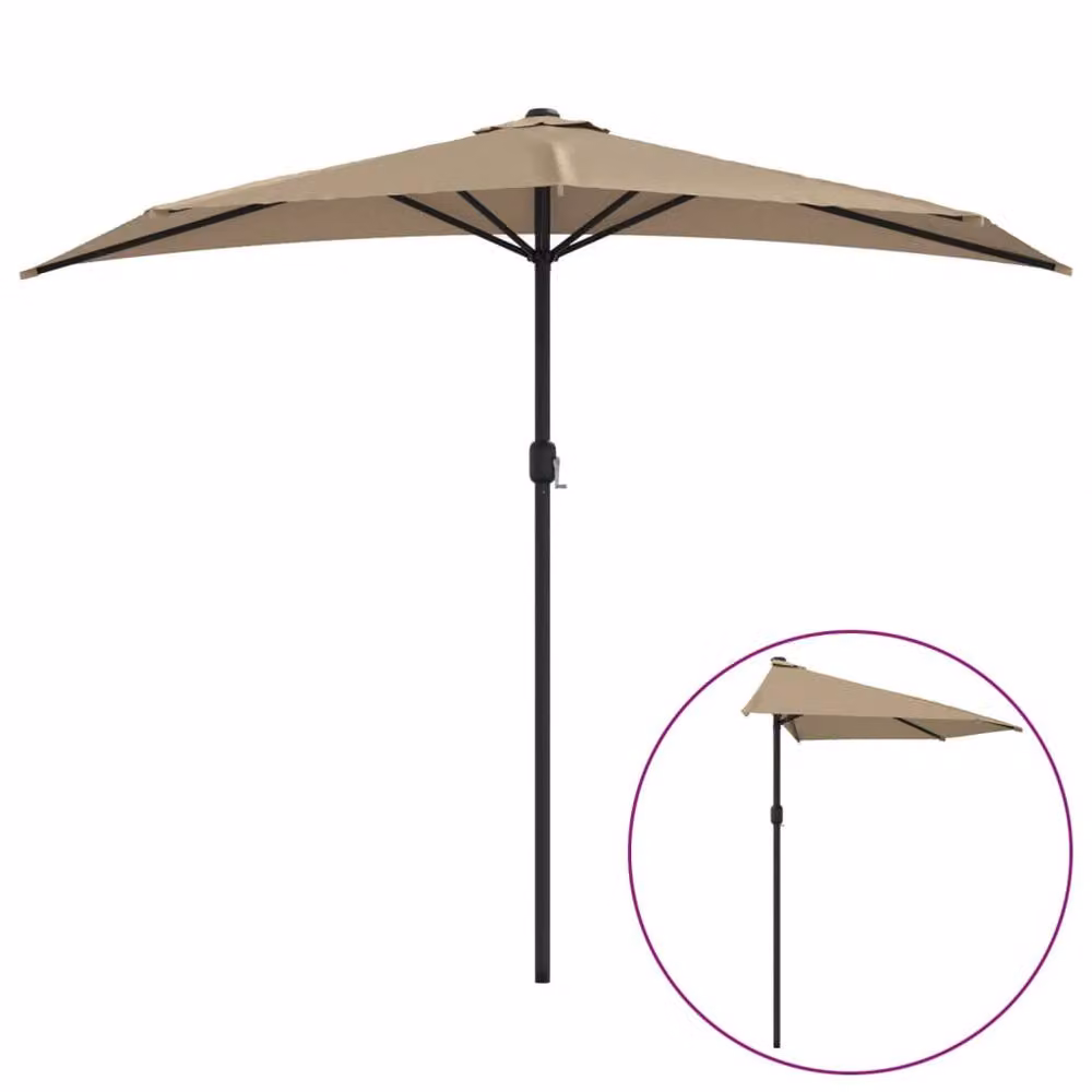 Berkfield Home Balcony Parasol with Aluminium Pole in Beige, W/D/H: 270 x 144 x 144 cm – 2