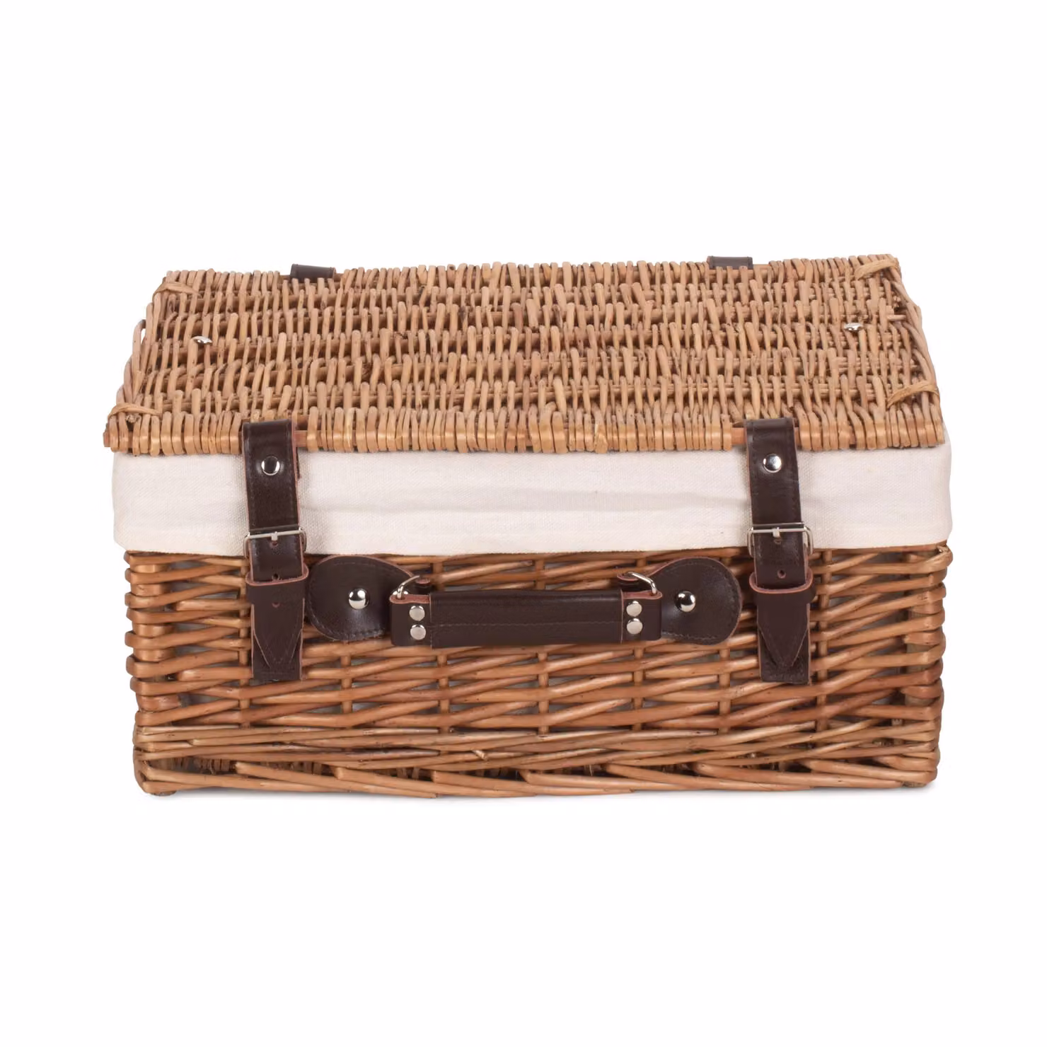Red Wicker Double Steamed Picnic Basket with White Cotton Lining, 40 cm – 3