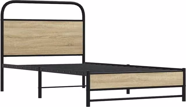 Berkfield Home Elegant Single Bed Frame in Sonoma Oak and Brown, W/D/H: 90 x 190 cm