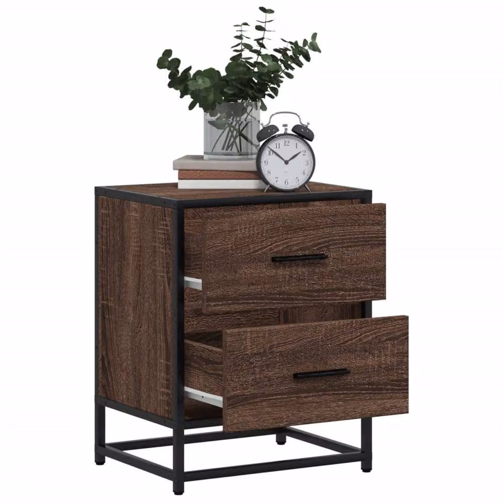 Berkfield Home Set of 2 Bedside Cabinets in Brown Oak, W/D/H: 40 x 31 x 50 cm – 4