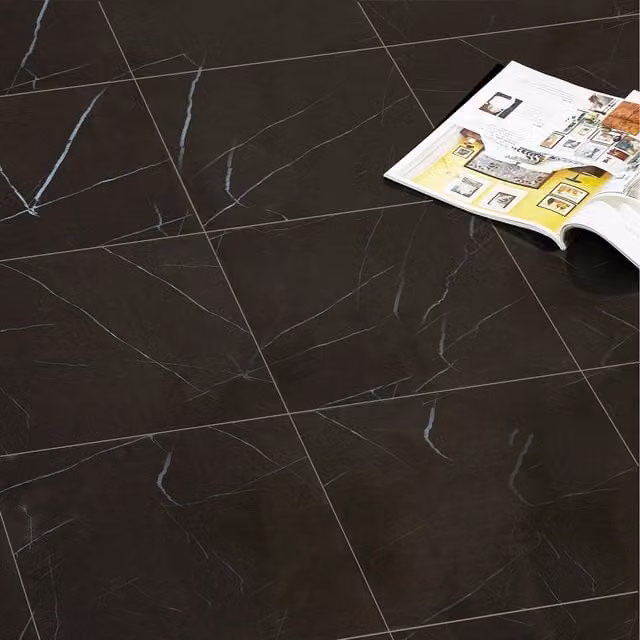 Gr8 Home 36 Piece Self Adhesive Marble Effect PVC Floor Tiles Set in Black