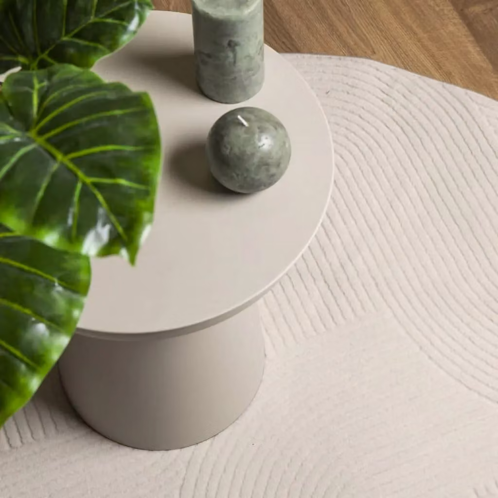 Berkfield Home IZA Round Short Pile Scandinavian Style Rug in Beige, Diameter: 80 cm – 3