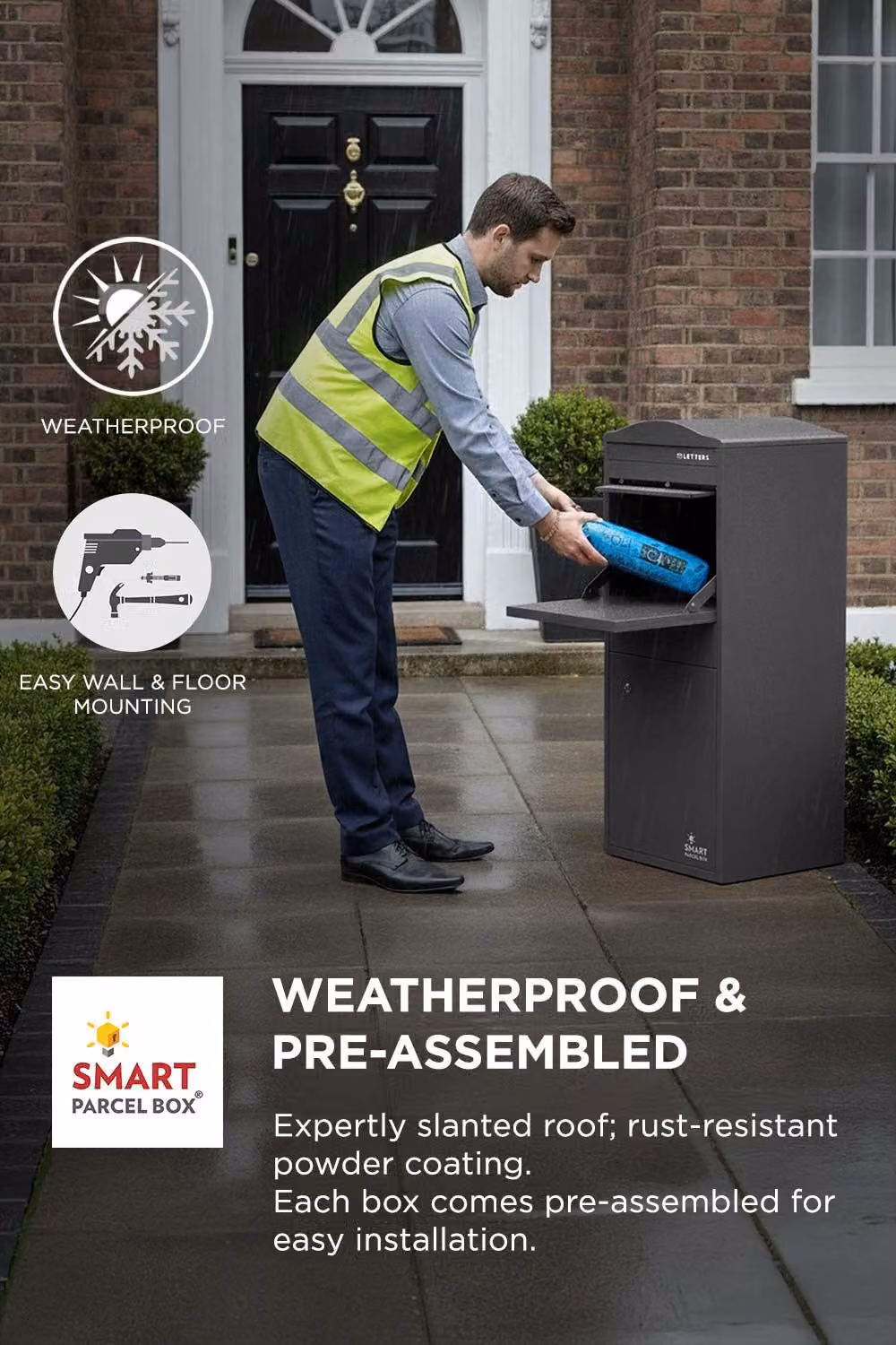 Homescapes Smart Parcel Box Large Curved Top Front Access Secure Delivery Box in Grey – 4