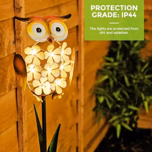 LIVIVO Owl-shaped LED Solar Garden Light in Yellow and White – 7