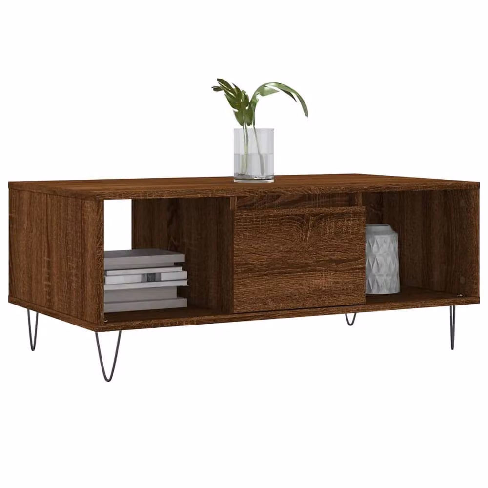 Berkfield Home Brown Oak Coffee Table, W/D/H: 90 x 50 x 36.5 cm – 3