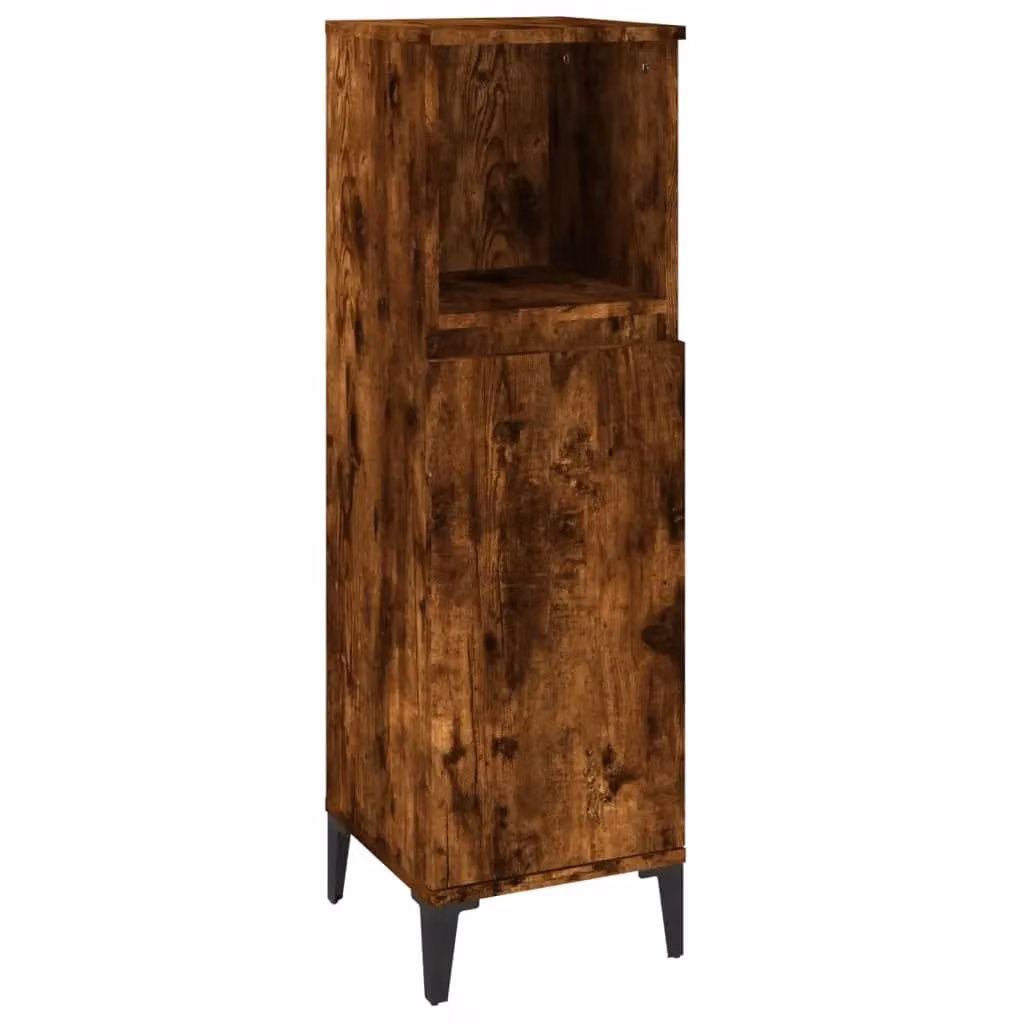 Berkfield Home Smoked Oak Bathroom Cabinet in Brown, W/D/H: 30 x 30 x 100 cm – 1