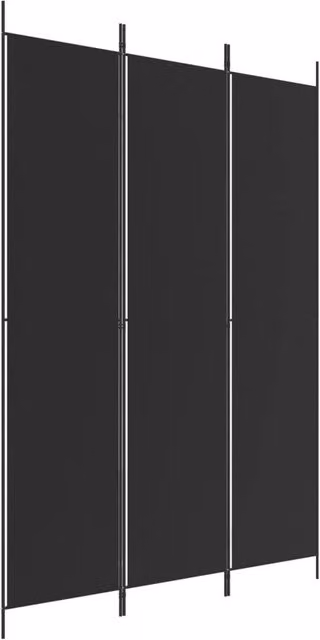 Berkfield Home 3-Panel Fabric Room Divider in Black, W: 150 cm, H: 220 cm