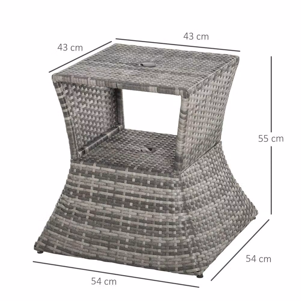 Wyld Haus Toka Grey Rattan Outdoor Bistro Table with Parasol Hole and Shelf – 3