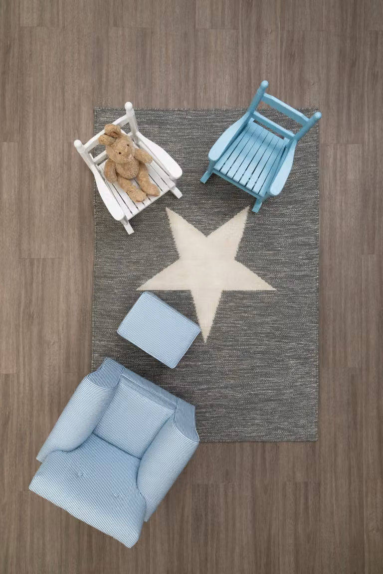 Orsina Star Round Woven Rug in Grey, White and Pink, Diameter: 100 cm