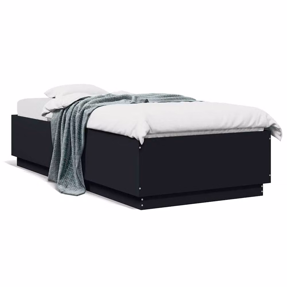 Berkfield Home Modern Upholstered Bed Frame in Black, W/D/H: 100 x 200 x 40 cm – 3