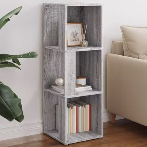 vidaXL Sonoma Corner Shelf in Grey Wood, W/D/H: 33 x 33 x 100 cm – 2