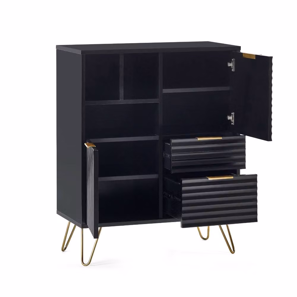 Cheshire Bellano Modern 2 Door 2 Drawer Sideboard in Matt Black – 2