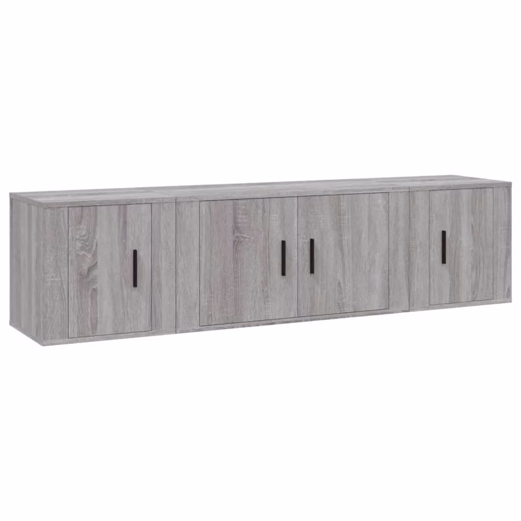 Berkfield Home 3 Piece Grey Matt TV Cabinet Set with Lowboard and Wall Mounted Units – 2