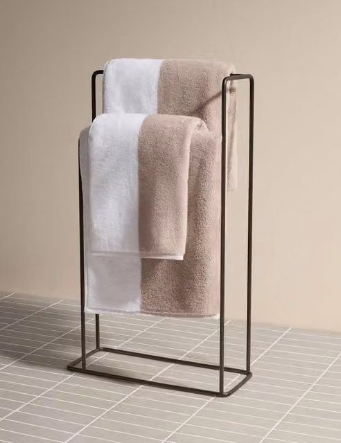 M&S x Kelly Hoppen Striped Turkish Cotton Towel in Beige and White