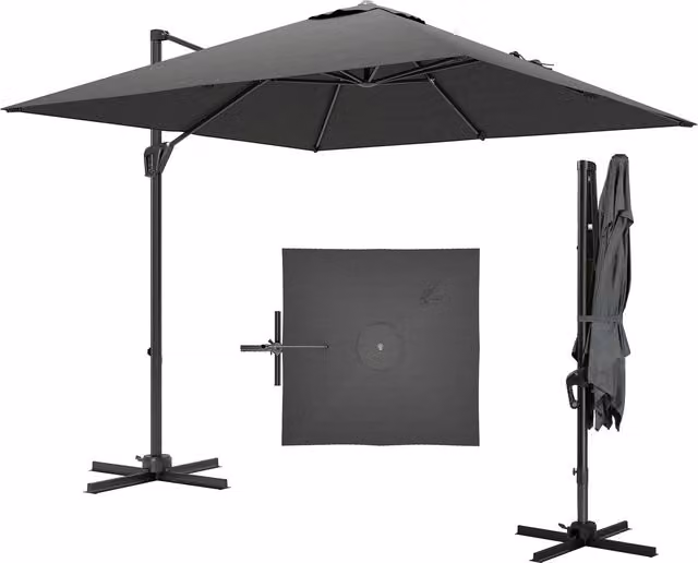 Outsunny Grey Cantilever Patio Offset Parasol Umbrella