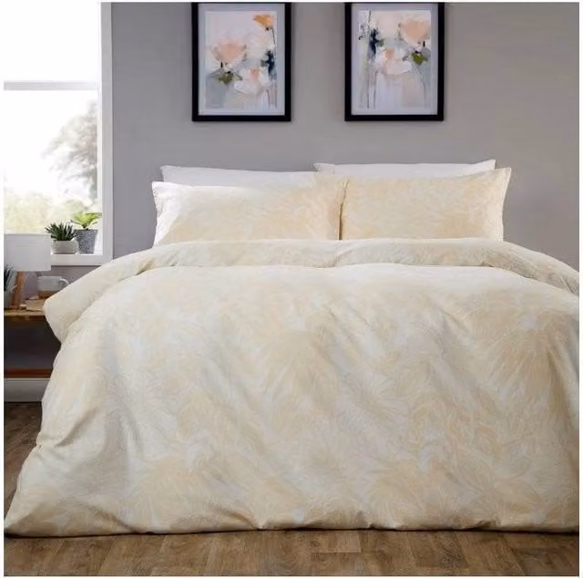New Edge Blinds Fern Seersucker Duvet Cover in Beige and Sand, W: 140 cm, H: 200 cm