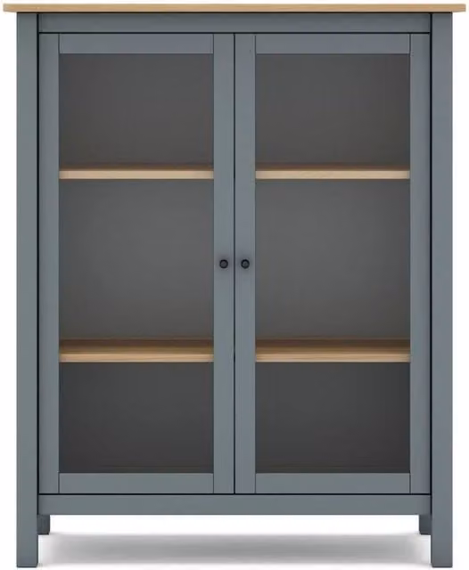 CALICOSY Misti 2-Door Glass Display Cabinet with Internal Shelves, W: 90 cm, H: 110 cm, D: 40 cm – 1