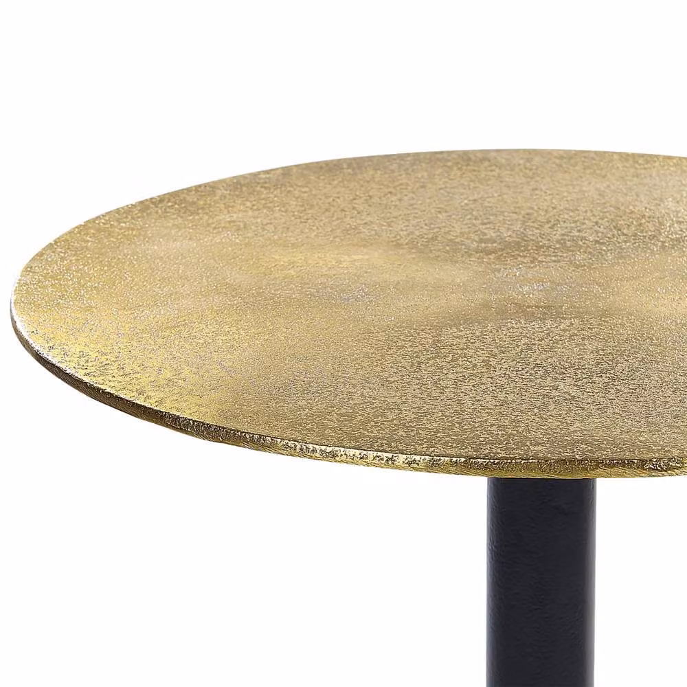 Wyld and Coco Black and Gold Round Metal Geometric Side Table, W/D/H: 36 x 36 x 48 cm – 3