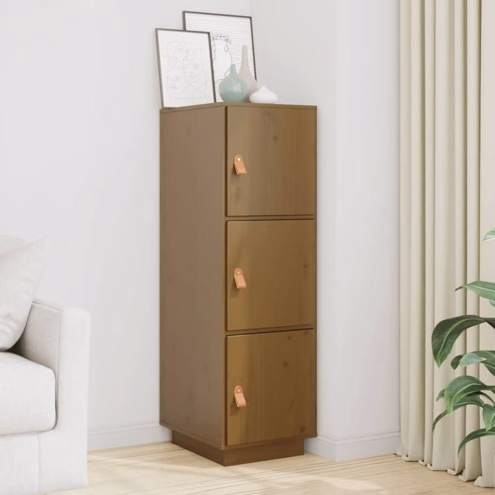Berkfield Home Rustic Solid Wood Pine Highboard in Honey Brown, W/D/H: 34 x 40 x 108.5 cm – 2