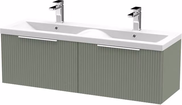 Balterley Tixall 2 Drawer Wall Hung Vanity Basin Unit, Satin Green, Width: 120 cm