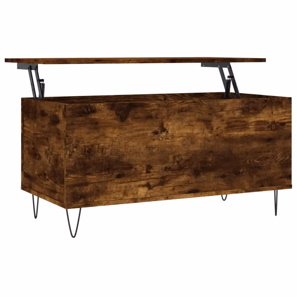 Berkfield Home Smoked Oak Coffee Table in Brown with Lift Mechanism, W: 90 cm, D: 44.5 cm, H: 45 cm – 2