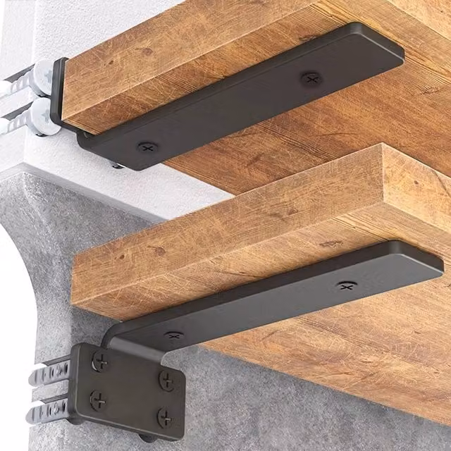 EONLION 4 Pack Black Steel Floating Shelf Brackets – 1