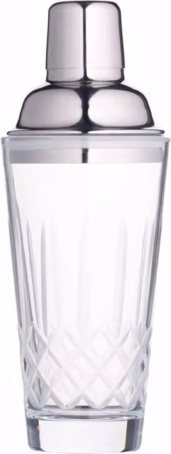 BarCraft Yellow Cut Glass and Metal Cocktail Shaker, 350ml