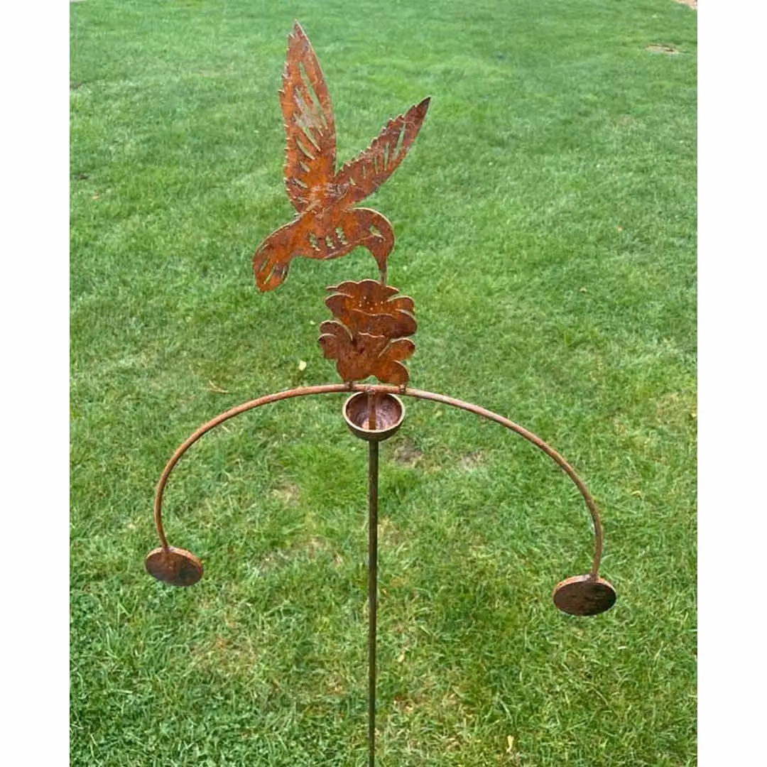 Poppyforge Hummingbird Wind Rocker Double Steel Wind Chime in Brown, W54 x H148.5 cm – 2