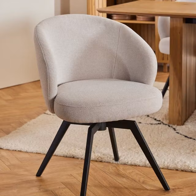 Furniture To Go Darlene Swivel Dining Chair in Beige Fabric