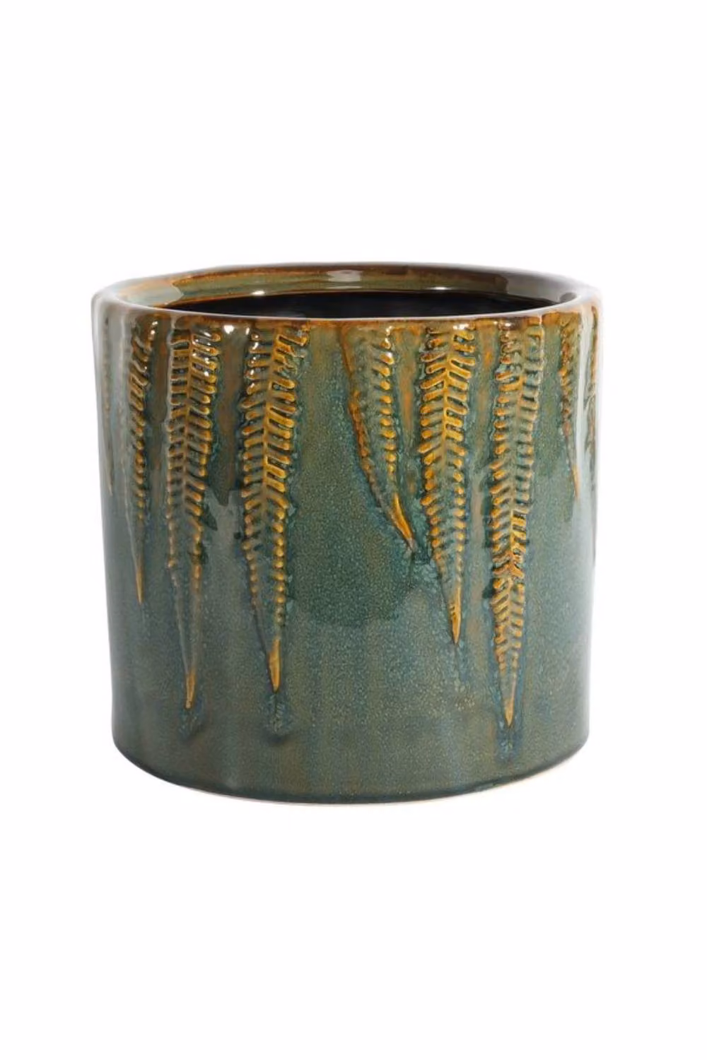 KDMD Hortus Albany Glaze Ceramic Pot, Green Floral Design, W/D/H: 21 x 19 x 19 cm – 2