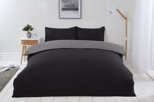 New Edge Blinds Reversible Microfibre Duvet in Black, W: 140 cm, L: 200 cm