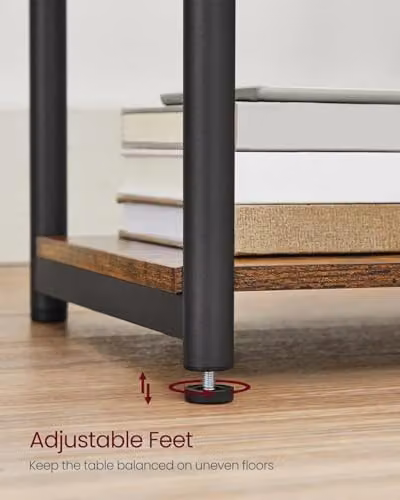 Alivio Slim Side Table with Charging Station and 2 AC Outlets, Brown, W/D/H: 30 x 34 x 58 cm – 3