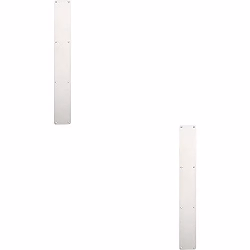 Loops 2 Pack Plain Door Finger Plate in Bright Stainless Steel, W: 65.0 cm, H: 7.5 cm