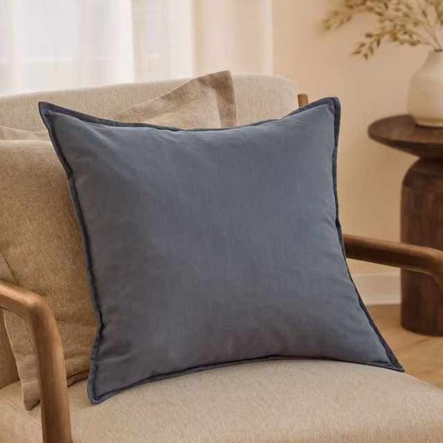 Make It A Home Slub Cotton Square Cushion in Blue