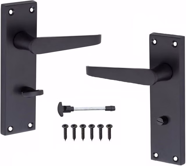 Golden Grace Matt Black Bathroom Door Handle Set