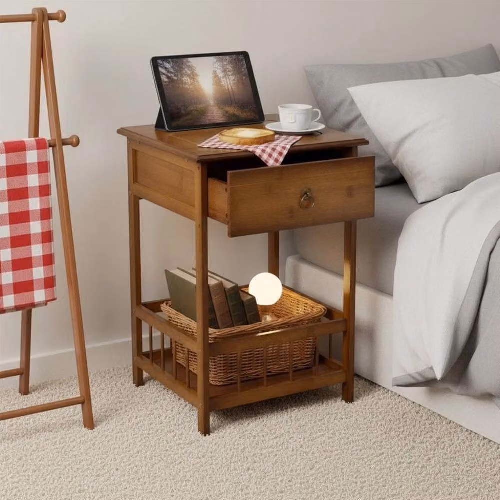 SPETLEK 2-Tier Bamboo Bedside Table in Brown – 2